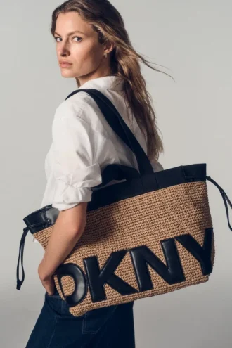 Bardot Raffia-Logo-Shopper