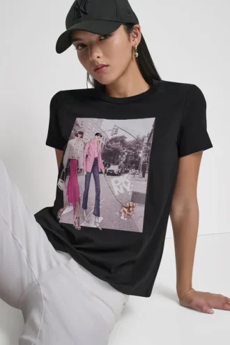 Bleecker St T-Shirt mit Aufdruck