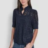 Bluse mit Puff-Ärmeln aus Spitze