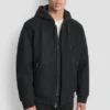 Bomberjacke aus Kunstwolle mit Kapuze und Latzhose Bomberjacke aus Kunstwolle mit Kapuze und Latzhose