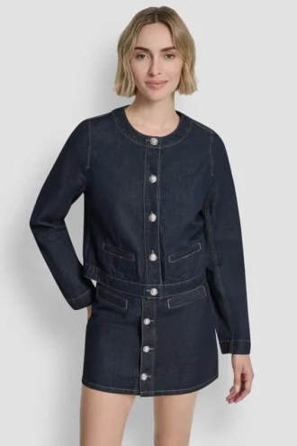 Denim-Strickjacke