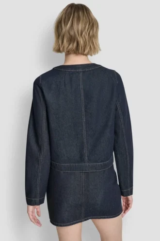 Denim-Strickjacke