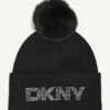 Disco DKNY Mütze mit Kunstfellbommel Disco DKNY Mütze mit Kunstfellbommel