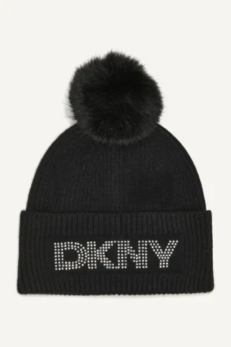 Disco DKNY Mütze mit Kunstfellbommel