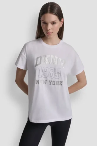 DKNY 1989 Logo-T-Shirt mit Strassnieten