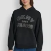 DKNY Jeans Sweatshirt mit Satin-Applikation und Kettenstich-Logo DKNY Jeans Sweatshirt mit Satin-Applikation und Kettenstich-Logo
