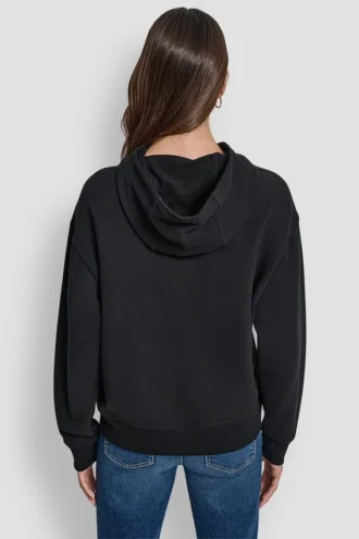 DKNY Jeans Sweatshirt mit Satin-Applikation und Kettenstich-Logo