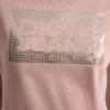 DKNY Jeans T-Shirt mit gestapeltem Logo und Strass-Steinen DKNY Jeans T-Shirt mit gestapeltem Logo und Strass-Steinen