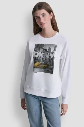 DKNY Sweatshirt mit Strass-Taxi-Logo