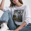 DKNY Sweatshirt mit Strass-Taxi-Logo DKNY Sweatshirt mit Strass-Taxi-Logo