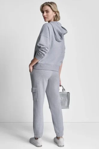 Fleece-Hoodie mit Metallic-Bubble-Logo und überschnittenen Schultern