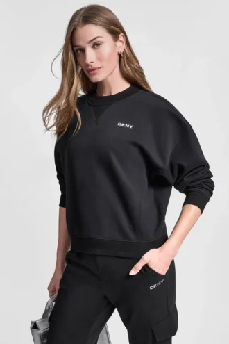 Fleece-Pullover mit metallischem Bubble-Logo