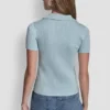 Geripptes Polohemd mit Strass-Knöpfen Geripptes Polohemd mit Strass-Knöpfen