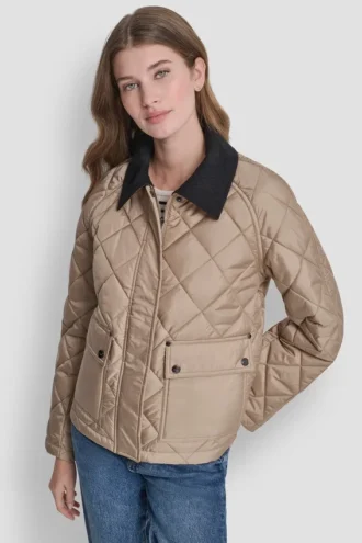 Gesteppte Jacke mit kontrastierendem Kragen