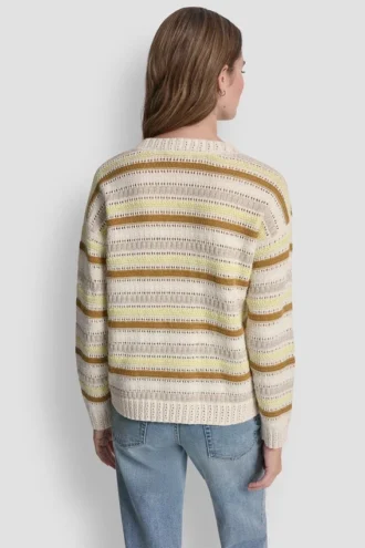 Gestreifter Pullover mit gemischtem Pointelle-Ziernähten