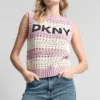 Gestreifter Pullover mit Pointelle-Ziernähten