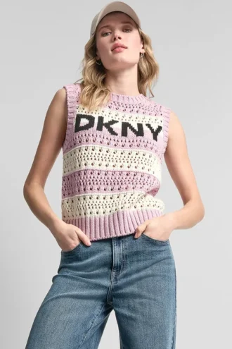 Gestreifter Pullover mit Pointelle-Ziernähten
