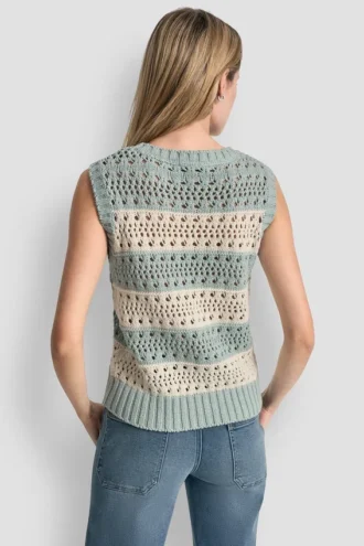 Gestreifter Pullover mit Pointelle-Ziernähten