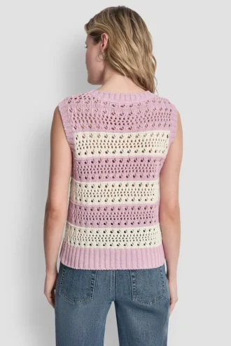 Gestreifter Pullover mit Pointelle-Ziernähten