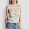 Gestreifter Pullover mit Pointelle-Ziernähten