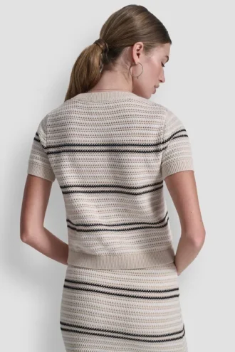 Gestreifter Pullover mit Pointelle-Ziernähten