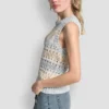 Gestreifter Pullover mit Pointelle-Ziernähten