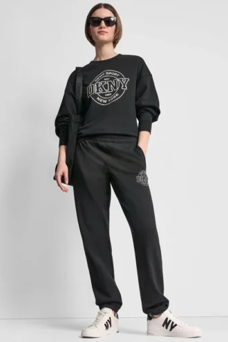 Hoch geschnittene Jogginghose mit Relaxed Fit und Logo