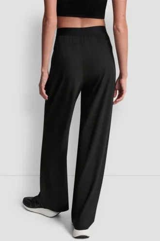 Hoch taillierte Hose mit Logo-Bund und weitem Bein