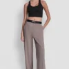 Hoch taillierte Hose mit Logo-Bund und weitem Bein