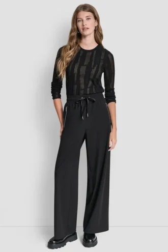 Hoch taillierte Hose mit weitem Bein