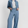Hoch taillierte Tencel-Jeans mit weitem Bein