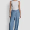 Hoch taillierte Tencel-Jeans mit weitem Bein