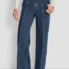 Hoch taillierte Utility-Jeans mit breitem Bein und 32-Zoll-Innenbeinlänge Hoch taillierte Utility-Jeans mit breitem Bein und 32-Zoll-Innenbeinlänge