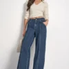 Hoch taillierte Utility-Jeans mit breitem Bein und 32-Zoll-Innenbeinlänge Hoch taillierte Utility-Jeans mit breitem Bein und 32-Zoll-Innenbeinlänge