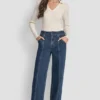 Hoch taillierte Utility-Jeans mit breitem Bein und 32-Zoll-Innenbeinlänge Hoch taillierte Utility-Jeans mit breitem Bein und 32-Zoll-Innenbeinlänge