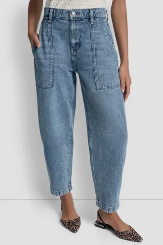 Hoch taillierte Utility-Jeans mit geradem Bein