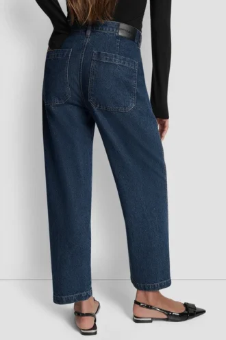 Hoch taillierte Utility-Jeans mit geradem Bein