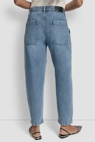 Hoch taillierte Utility-Jeans mit geradem Bein