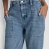 Hoch taillierte Utility-Jeans mit geradem Bein Hoch taillierte Utility-Jeans mit geradem Bein