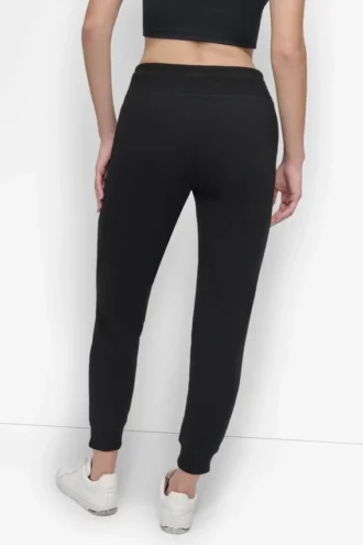 Hoch taillierte, zweifarbige Jogginghose mit Logo und Kordelzug