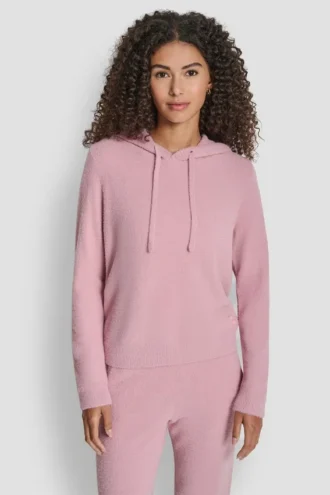 Hoodie aus Feder-Garn mit Kordelzügen und farblich abgestimmtem Logo