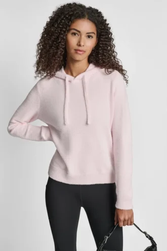 Hoodie aus Feder-Garn mit Kordelzügen und farblich abgestimmtem Logo