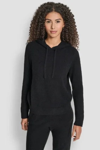 Hoodie aus Feder-Garn mit Kordelzügen und farblich abgestimmtem Logo