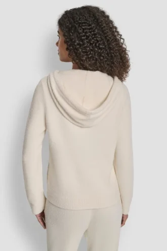 Hoodie aus Feder-Garn mit Kordelzügen und farblich abgestimmtem Logo