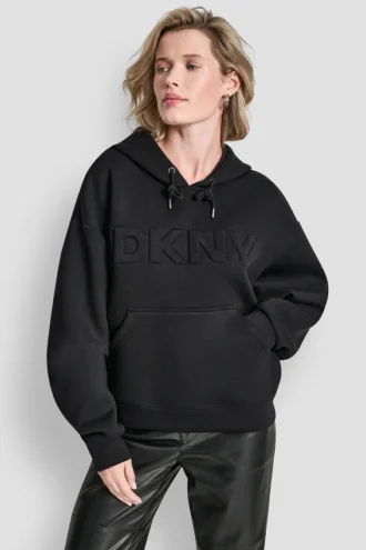 Hoodie aus Scuba-Stoff mit Logo-Prägung