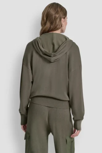 Hoodie mit überschnittenen Schultern und Reißverschluss Hoodie mit überschnittenen Schultern und Reißverschluss