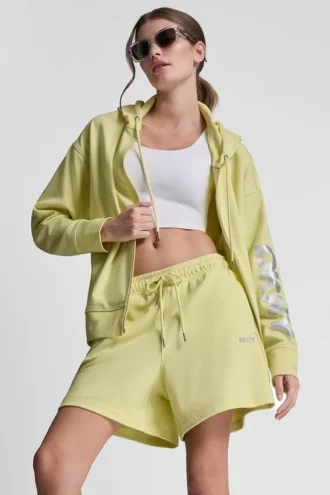 Hoodie mit durchgehendem Reißverschluss und Folienlogo
