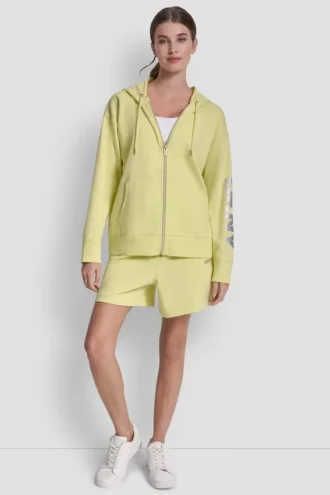 Hoodie mit durchgehendem Reißverschluss und Folienlogo