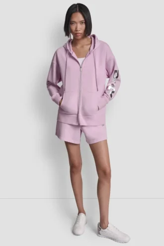 Hoodie mit durchgehendem Reißverschluss und Folienlogo