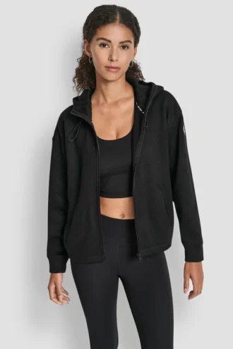 Hoodie mit durchgehendem Reißverschluss und Gummizügen